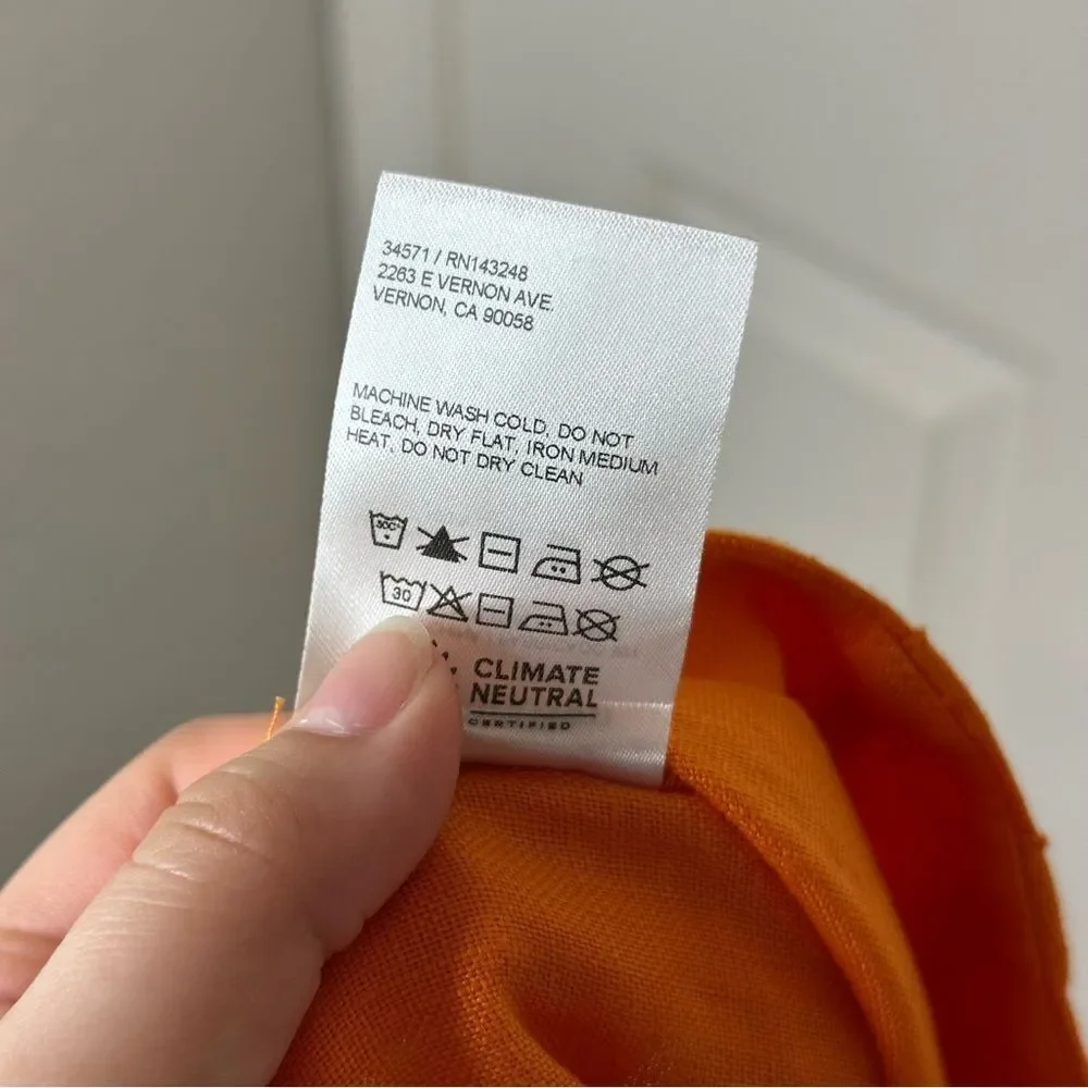 Reformation Citrus Orange 100% Linen Isabel 2 Piece Outfit Sz 4 Coastal Cruise